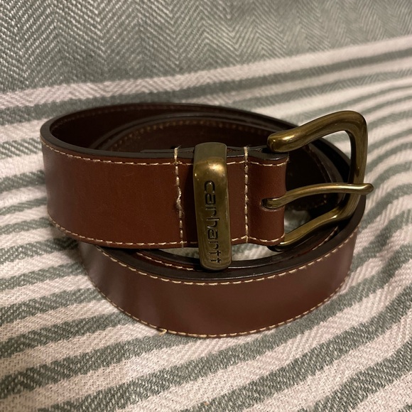 Carhartt Other - Carhartt Genuine Brown Leather Belt with Brass Buckle Size 36